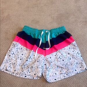 Chubbies Teal and White Swim Shorts